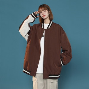 中性风小牛津上衣夹克宽松落肩拼色棒球服外套XZ214-8 JK701-P65图片