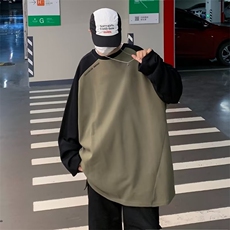 美式复古插肩袖拼接长袖T恤春秋季港风卫衣HW88P35，男装卫衣，星座1116-2