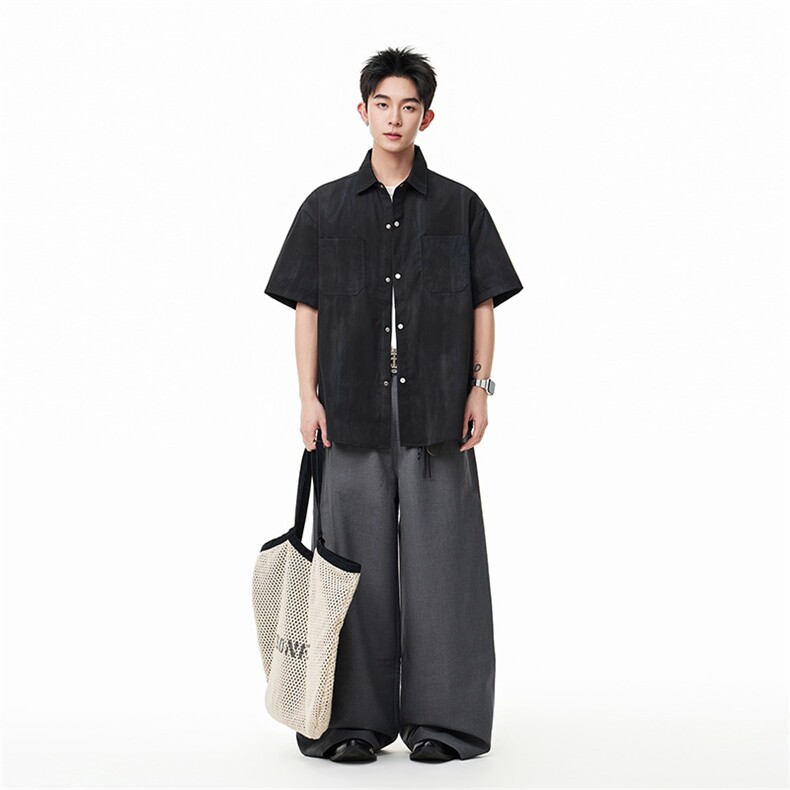 扎染短袖衬衫男士夏季薄款宽松工装休闲上衣女X64165-TP3559,男装T恤,电商A102