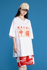 夏季爱印花中性风三色宽松T恤 A071-5502-P25（控38）图片