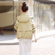 女装2025春装新款纯色连帽外套上新衣流行风衣短款时尚，女装短外套，梦芯尔