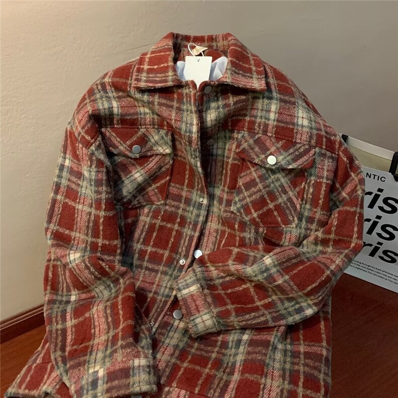 美式复古格子外套男士春翻领夹克潮痞帅炸街小香风上衣W9231P65,男装夹克,星座1116-2