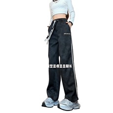 秋冬脏脏裤织带刺绣休闲长裤美式直筒裤CK36特P45M-5XL控78，男装休闲裤，电商B325