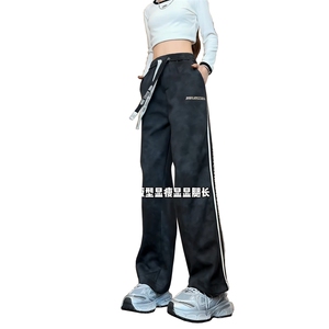秋冬脏脏裤织带刺绣休闲长裤美式直筒裤CK36特P45M-5XL控78图片