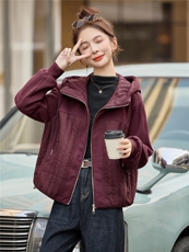 时尚休闲连帽夹棉外套女2025秋冬新款小个子宽松百搭轻薄保暖棉服，女装棉衣/棉服，余墨