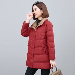 红色立领羽绒棉服女短款2024冬季新款小个子时尚简约保暖棉袄外套图片