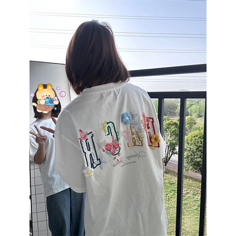 万针全刺绣工艺抖音得物高品质260克重磅纯棉双纱美式高街短袖T恤,男装T恤,电商A486