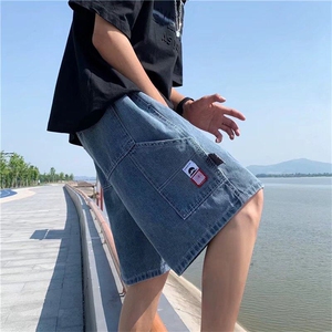 短裤男夏季美式复古个性潮牌宽松休闲裤男直筒阔腿运动五分裤图片