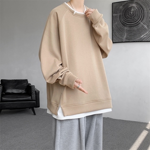 8XL-M假两件卫衣加肥加大码重磅拼接外套圆领套头WY5103P55加绒65图片