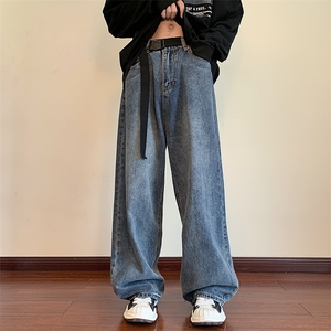 牛仔裤男韩版潮流痞帅2025春秋新款ins宽松百搭阔腿裤K2343-P43图片