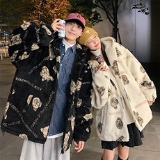 情侣装男士羊羔毛小熊棉衣宽松潮牌棉服棉袄A071-1001-P110，男装棉衣，电商A071