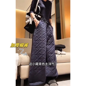 特批P35无差价冬抖音大码中性菱格保暖夹棉棉裤男K5614J加棉图片