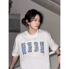 夏季潮牌字母宽松休闲半袖短袖T恤女2025年新款重磅高街美式上衣，男装T恤，星座506A