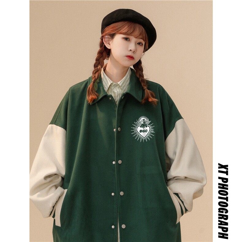 中性秋季美式西海岸嘻哈拼接拼色翻领棒球服夹克外套G609P85控108,男装夹克,A247A