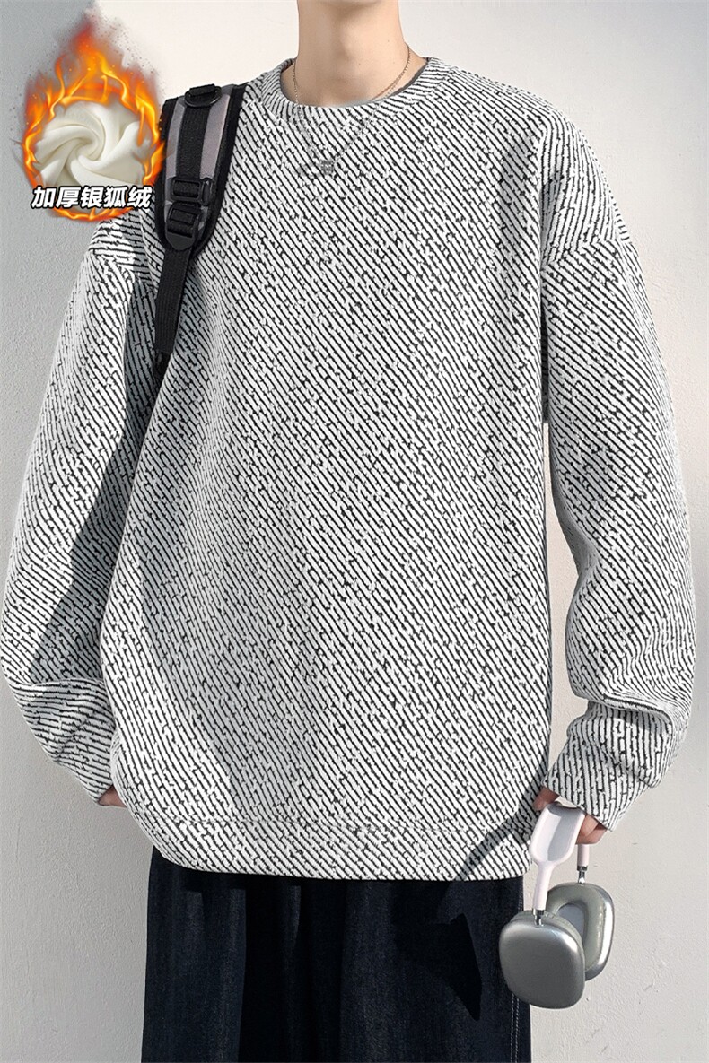 舒适银狐绒雪尼尔520g重磅斜纹长袖卫衣男W5064J加绒-特P40控78,男装卫衣,电商A001