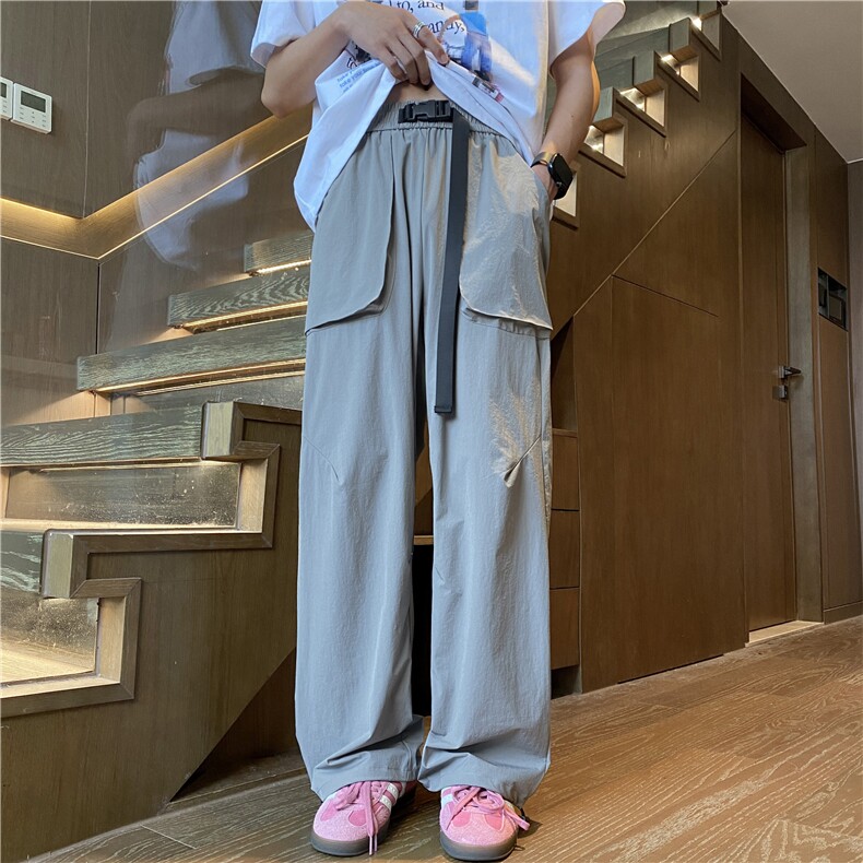 抖音品质夏季新款自带腰带透气宽松休闲裤B315-K24229-特p40控78,男装休闲裤,电商B315