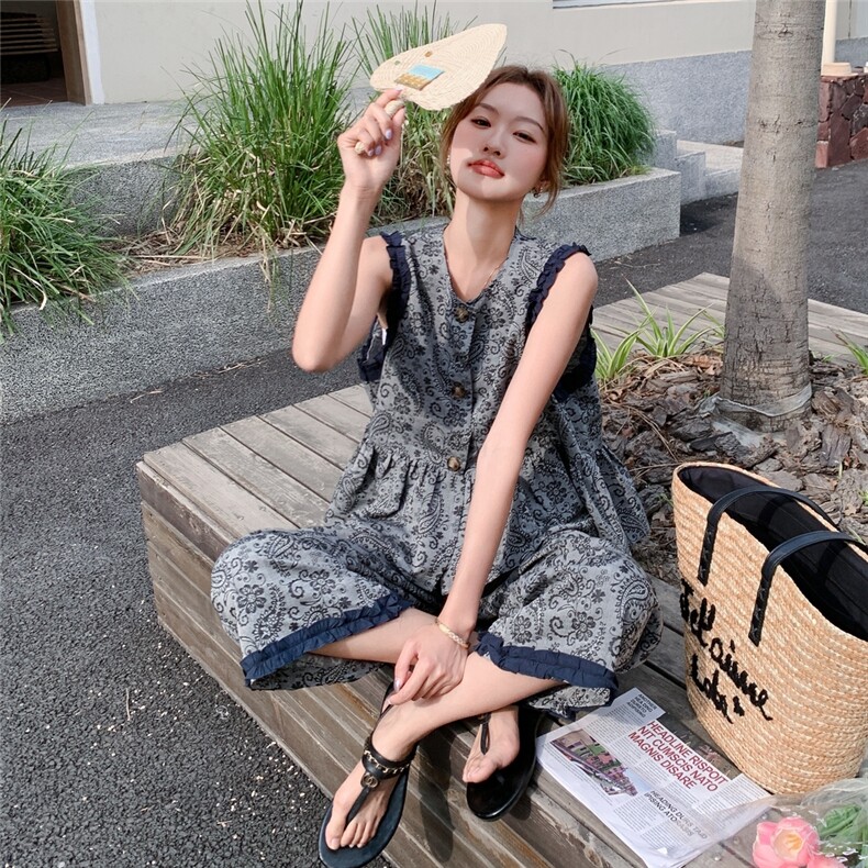 休闲撞色拼接马甲阔腿裤套装女2025夏季新款时尚洋气高级感两件套,女装套装/套裙,浙宝069