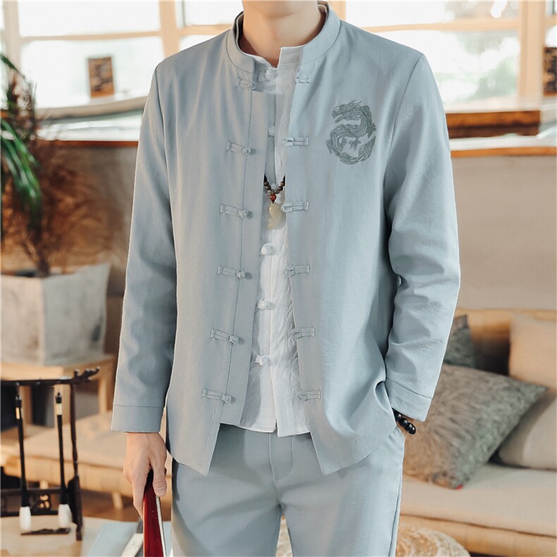 风中山装春秋装套装男士唐装两件套A334-TZ303-P100，男装民族服装，电商B339(原A334）