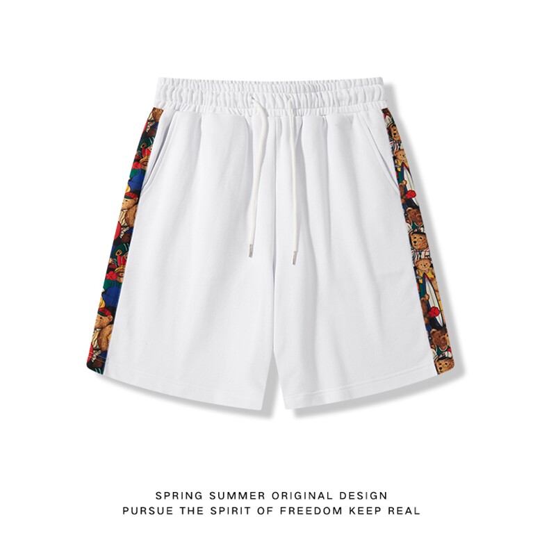 2023新款夏季基础百搭色系小熊图案男士短裤DK7867-P43，女装休闲裤，星座717