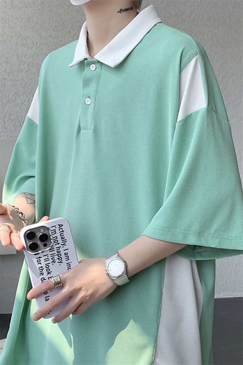 8XL-M拼接撞色短袖t恤男款夏季新款半袖POLO衫加肥加大码DT004P38,男装T恤,电商B312