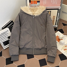 座山雕潮美式复古棉服外套冬季夹棉加绒水洗厚毛领连帽短款棉衣，男装棉衣，星座505-2（原电商A260-1)