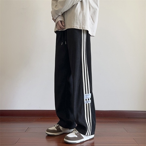 春季三条杠休闲裤男直筒宽松男士运动裤抽绳长裤A266-KZ916-P50图片
