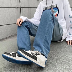 渐变色牛仔裤男宽松直筒潮牌ins九分裤学生夏季薄款裤N0901-P38，男装牛仔裤，星座308B-1