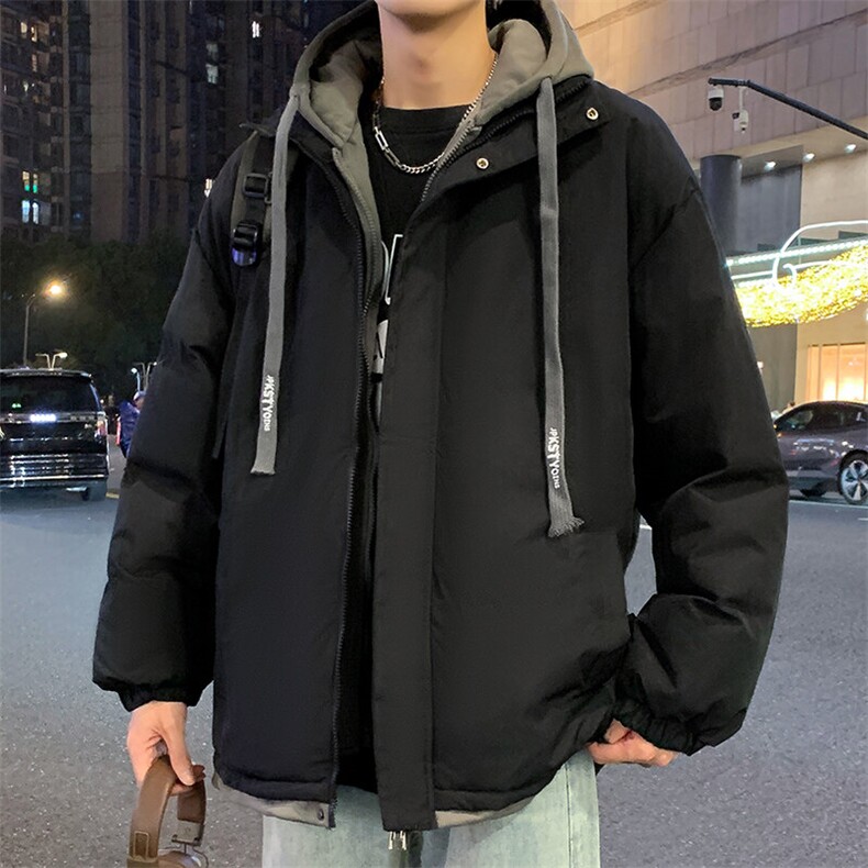 特批P70无差价冬新假两件拼接撞色连帽棉衣男防风防泼水棉袄M2913，男装棉衣，电商A001-1