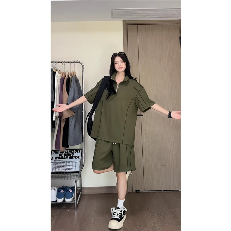 电商DSA028-PLTZ2508P65PLOV新款夏季冰感条纹设计感套装，男装休闲套装，电商A028