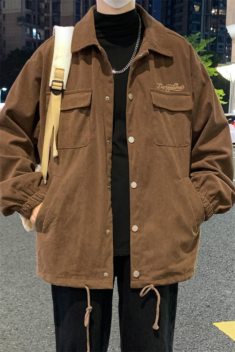 M-8XL灯芯绒秋季宽松加肥加大夹克衬衫外套XZ109-C2362-P60,男装夹克,星座109