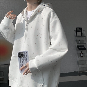 WY10181-特P55 加绒特65 重磅美式连帽大码卫衣半拉链外套男图片