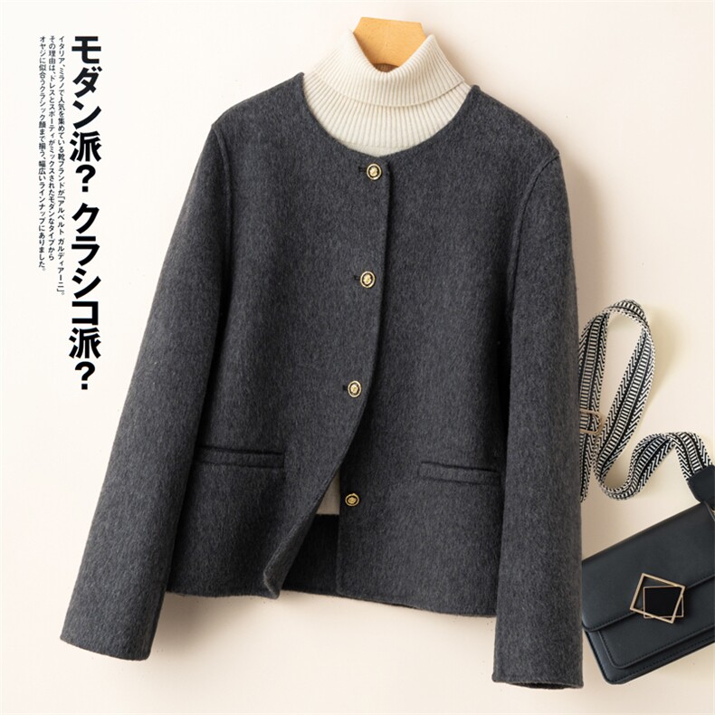 双面羊毛大衣女中长款2025秋冬新款修身赫本风毛呢外套羊毛，女装双面呢大衣，优远毛呢大衣