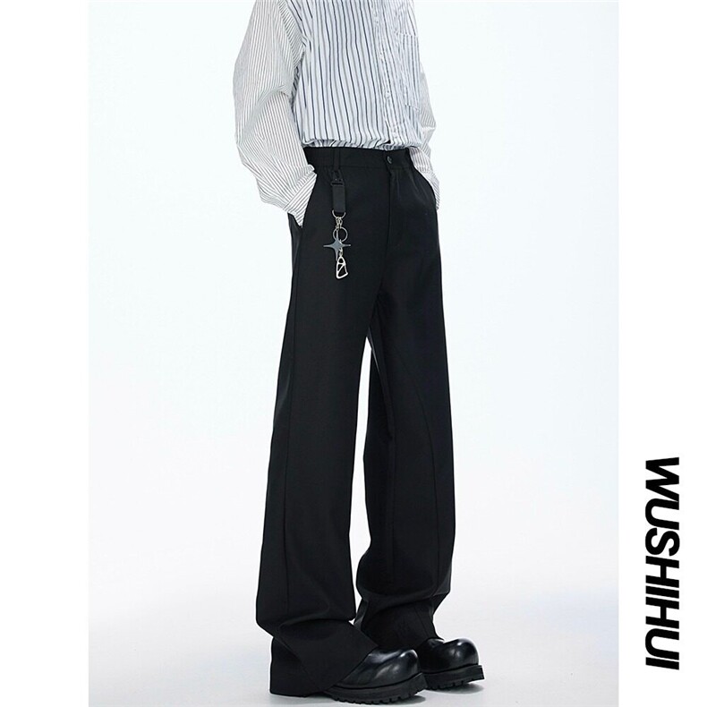 黑色微喇西裤男款夏季薄款cleanfit裤子高级感修身窄版休闲直筒裤，男装西裤，星座1116A（原606A-3）