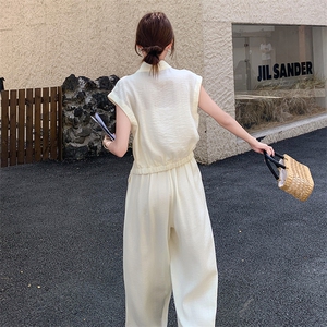 高级感老钱风一整套穿搭女2025夏季新款气质轻奢马甲阔腿裤两件套图片