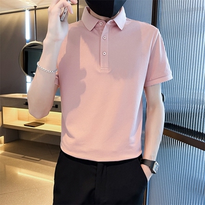 常年款品牌质量纯色光版翻领短袖polo衫男夏季t恤修身T0257-特P40图片