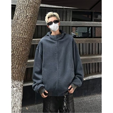 美式复古街头假两件格子连帽卫衣男秋季宽松开衫链接外套C75/P68，女装短外套，星座506