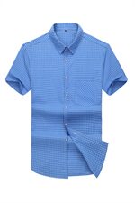 夏装新款加肥加大码男式短袖衬衫格子休闲衬衣XL-7XL19C01，男装衬衫，星座802