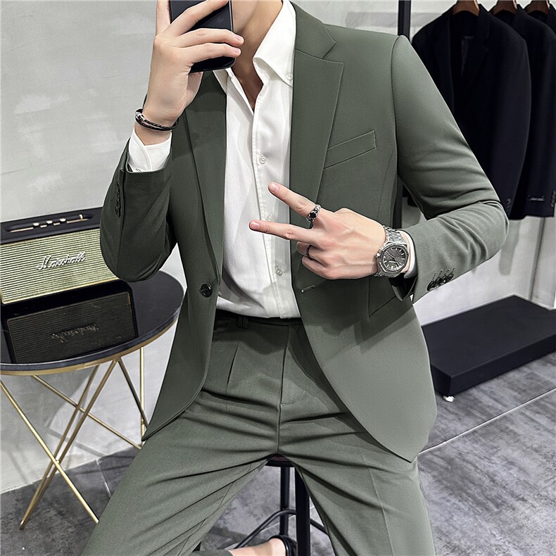 2026新款春秋商务正装修身西服套装男士休闲西装两件套8660-P240，男装西服套装，电商A355（原A415）