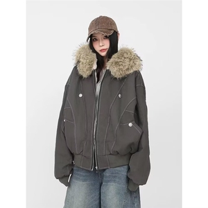 美式毛领座山雕棉服男女情侣冬季加厚保暖工装棉衣SW876 P89图片