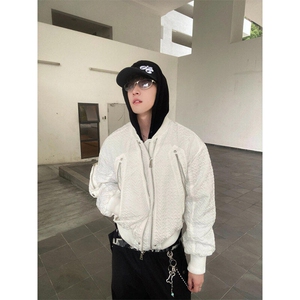 【有货】DM5014-P103白色压皱美式棒球服男款秋冬潮牌高级感夹克图片