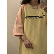 1中性大码M-5XL插肩袖设计情侣女美式潮短袖T恤男DT8794P35控49，男装T恤，星座226-2