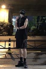 B221美式ins高街暗黑小众拉链休闲短裤五分裤LK23058-P55控78，男装休闲裤，电商B221