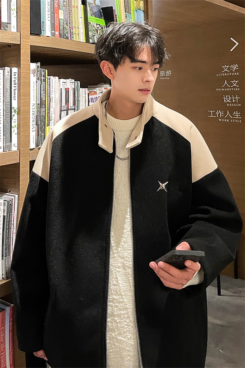 男装呢料夹克2026秋冬季新款毛呢大衣男生外套XZ514-2-F593-P115,男装夹克,星座514-2(原B239)