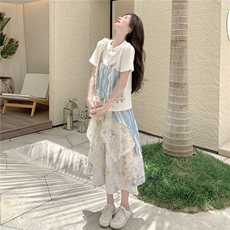 超仙拼接T恤蕾丝印花半身裙套装女夏2025新款小个子两件套高级感，女装套装/套裙，2C115