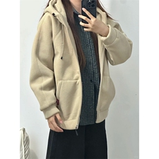摇粒绒连帽拉链卫衣外套1302-GS02-P55成分100聚酯纤维，女装短外套，星座1302