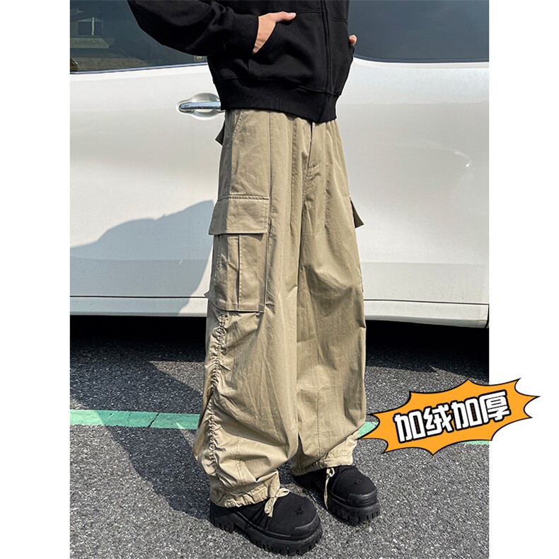 港风加绒加厚多口袋工装裤休闲裤长裤A014-DY25128-P70控98,男装休闲裤,电商A014