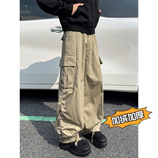 港风加绒加厚多口袋工装裤休闲裤长裤A014-DY25128-P70控98，男装休闲裤，电商A014