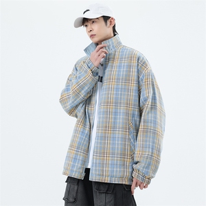 美式高街双面穿格子外套男女翻领痞帅防风潮流百搭夹克8511-P39图片