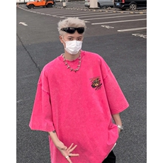 潮牌宽松短袖t恤蜡染美式复古高街水洗做旧517A-2-SX277-P38，男装T恤，星座517A-2