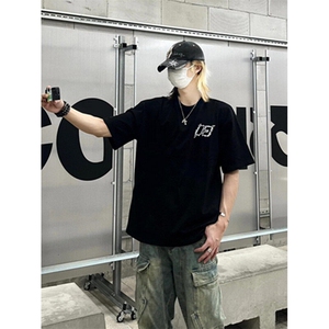 CP1205-P35 重磅潮刺绣短袖t恤男女上宽松休闲夏季半袖T恤衣图片